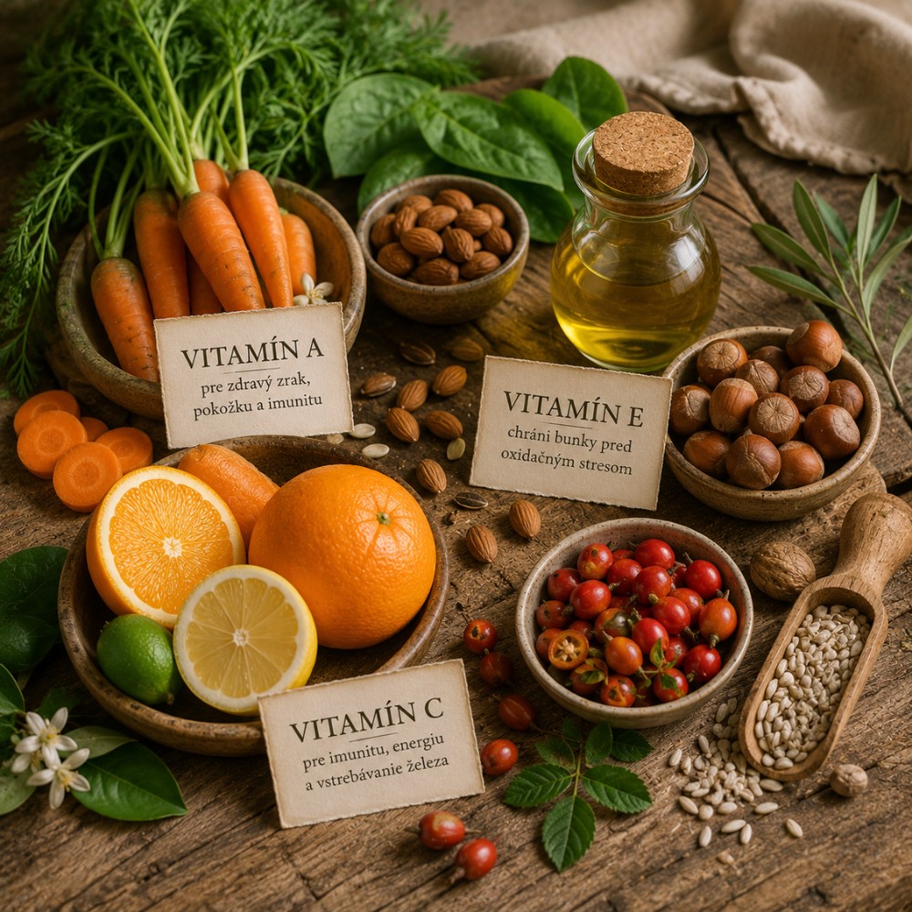 Vitamíny A, E & C Kokteil antioxidantov pre zdrave vlasy