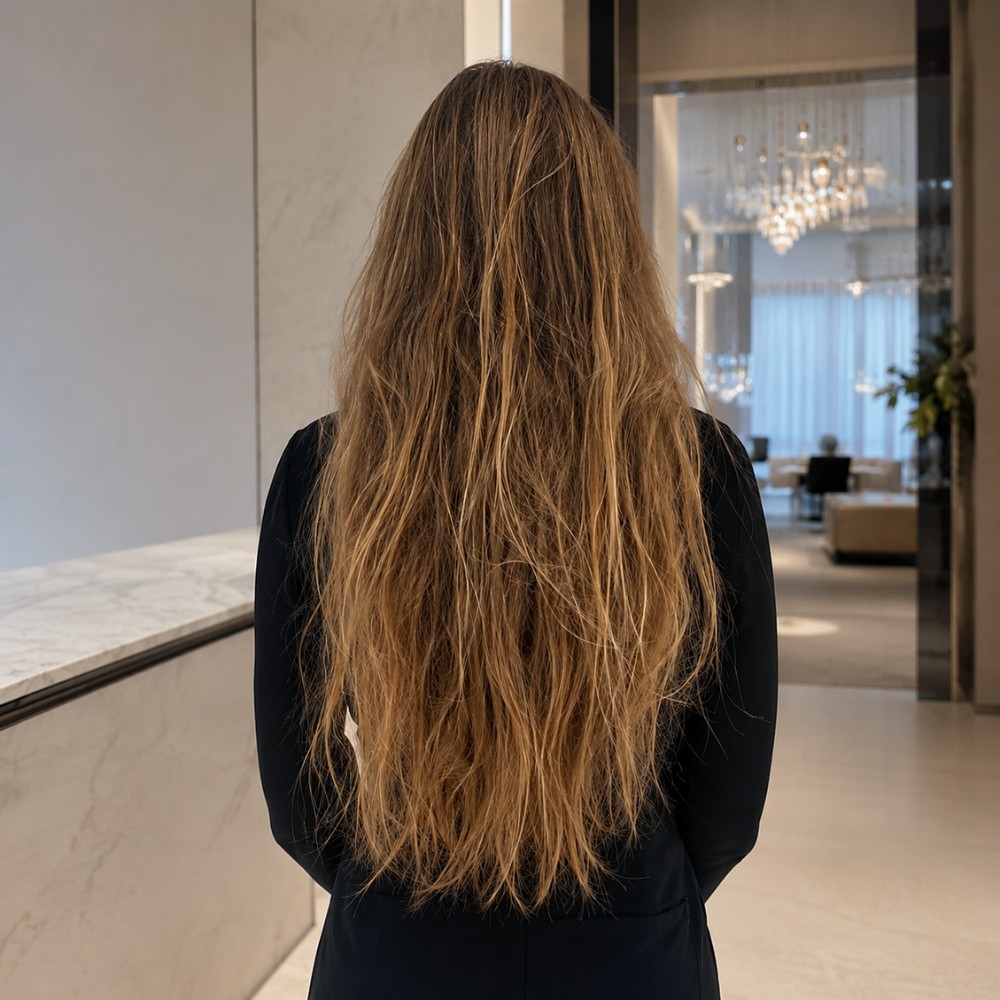poskodene vlasy pred aplikaciou keratinu