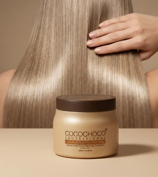 Kolagénová maska na suché vlasy s biotínom 500 ml | COCOCHOCO®