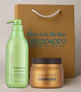 Sada pre hydratáciu a regeneráciu - Bezsulfátový šampón 1000 ml & Keratínová maska 500 ml | COCOCHOCO®
